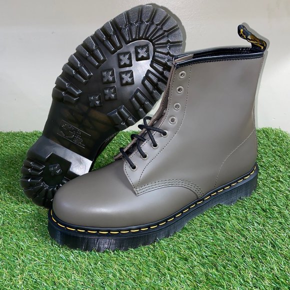 Dr. Martens 1460 BEX Smooth Leather Platform Boots Khaki Grey Men's Size 14 NEW - Picture 6 of 8